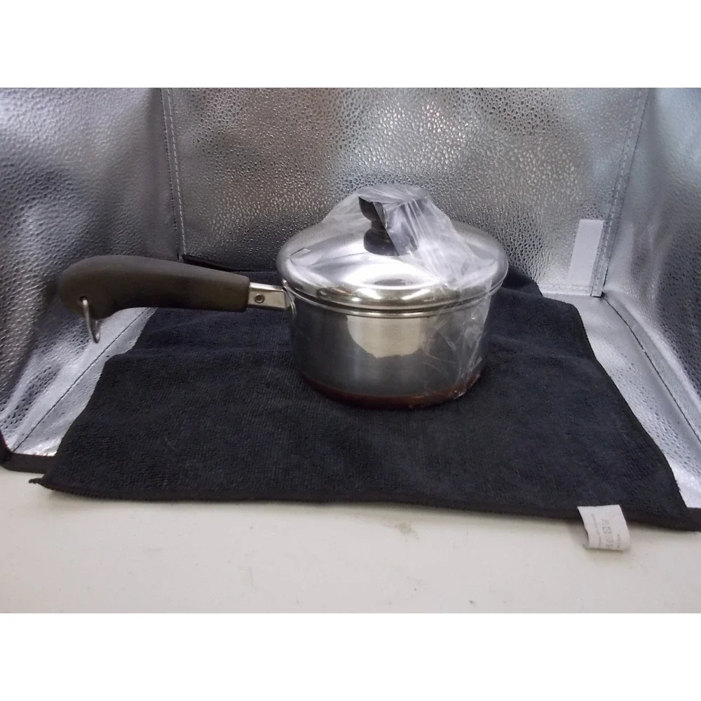 Revere Ware 1 Qt Saucepan Copper Bottom Stainless Steel Pot with Lid Made in USA